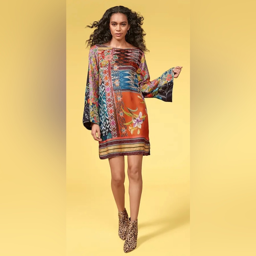 NWT Johnny Was Silk Luna Flare Sleeve Dress